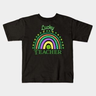 Lucky Teacher Rainbow Patrick's Day Kids T-Shirt